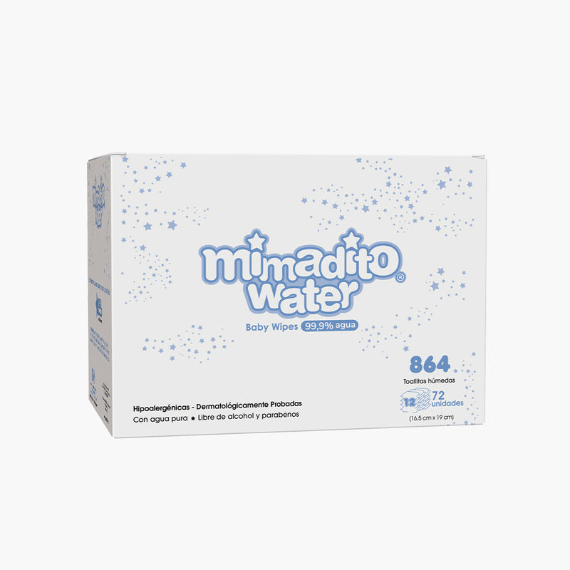Pack 12 Toallas Húmedas para Bebé Premium Mimadito Water x72